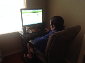 Math-adverse son working on his math...otherwise known as God working to build my son's perseverance.